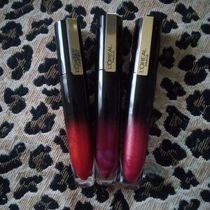 L'Oreal Lip Gloss Set - Red, Purple, Pink